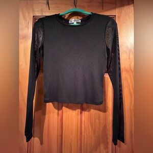 Madden Girl Black Sheer Studded Crop Top